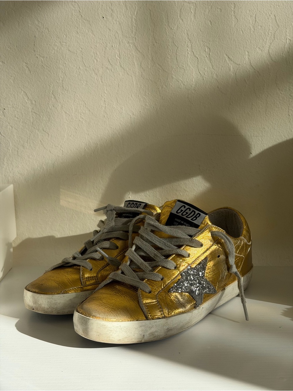 Rare Golden Goose Superstar Metallic Gold Sneakers Size 36